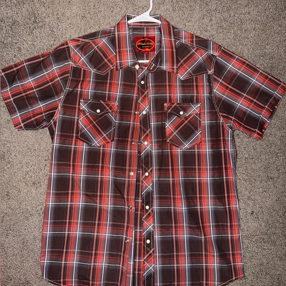 Attrak jeans western button up dress shirt men's large